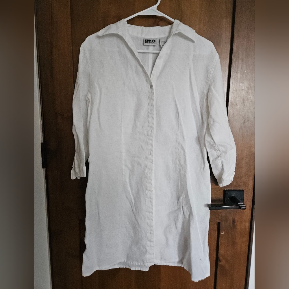 Chicos design size 1 white linen long shirt